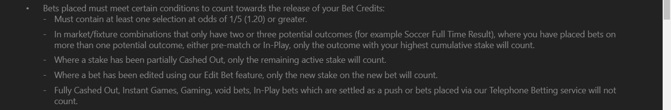 Image showing bet365 terms and conditions