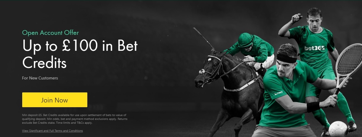 Bet365 offer new customers up to £/€100 bonus