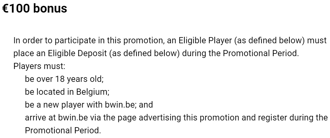 Belgian Signup Bonus