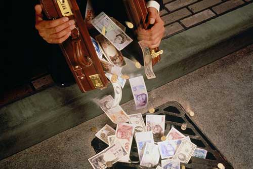 money down drain