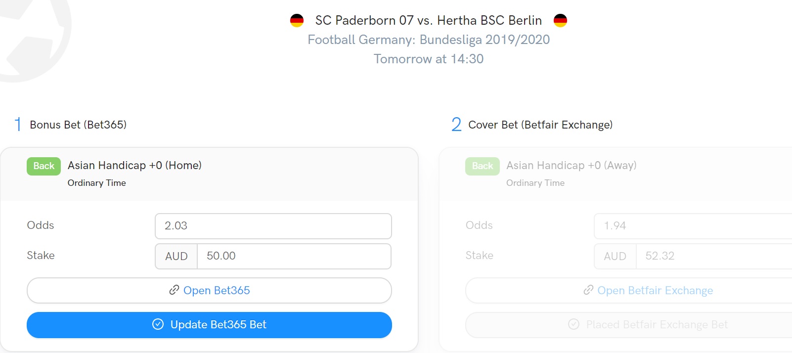 Oddshero Bet Finder The same bet with smaller stakes