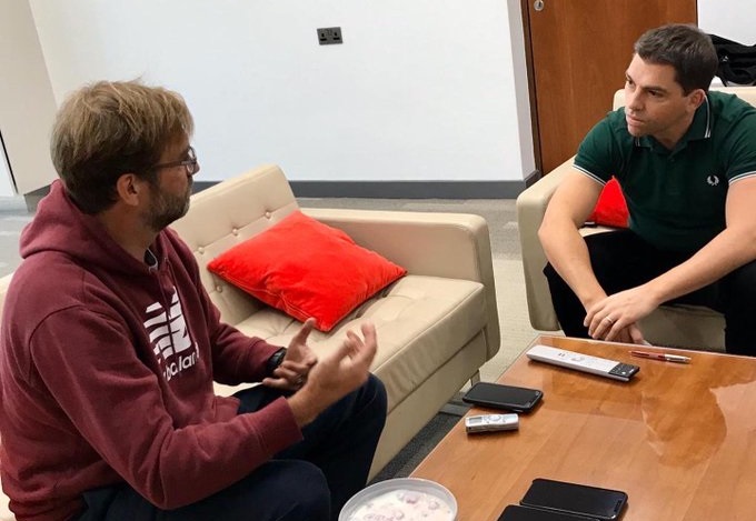 James Pearce interviewing Liverpool manager Jurgen Klopp