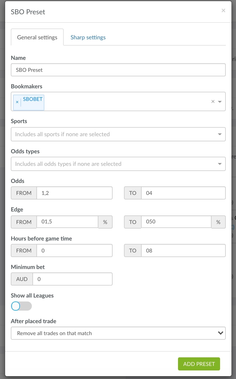 sbobet preset trademate sbobet preset