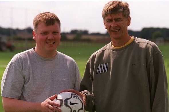 John Cross with Arsenal manager Arsene Wenger